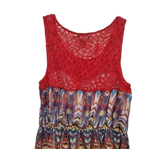 Funky Dress Crochet Net Neckline Art to Wear Fit and Flare L - Picture 7 of 11